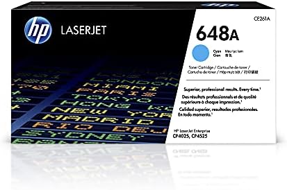 HP 648A Cyan Toner Cartridge | Works with HP Color LaserJet Enterprise CP4025, CP4525 Series | CE261A