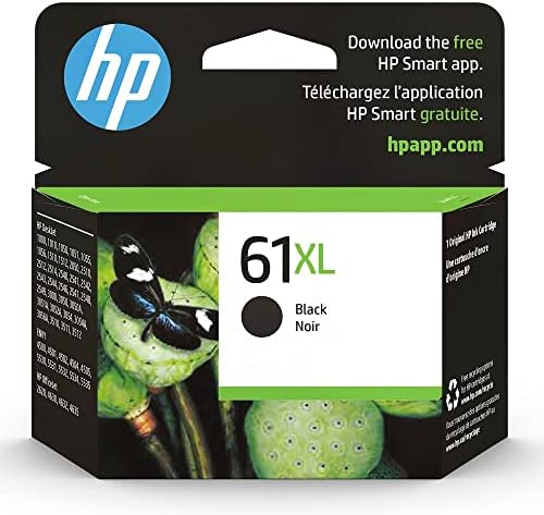 HP 61XL Black High-yield Ink | Works with DeskJet 1000, 1010, 1050, 1510, 2050, 2510, 2540, 3000, 3050, 3510; ENVY 4500, 5530; OfficeJet 2620, 4630 Series | Eligible for Instant Ink | CH563WN