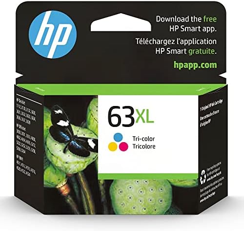 HP 63XL Tri-color High-yield Ink | Works with HP DeskJet 1112, 2130, 3630 Series; HP ENVY 4510, 4520 Series; HP OfficeJet 3830, 4650, 5200 Series | Eligible for Instant Ink | F6U63AN